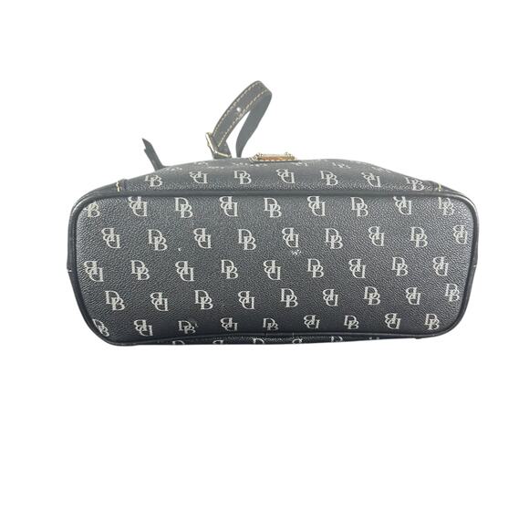 Dooney & Bourke Black Coated Canvas Shoulder Bag Logo Print Classic - Picture 4 of 15